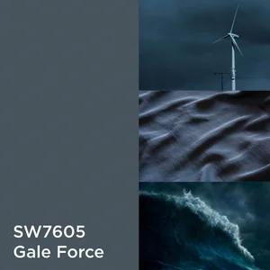 SW 7605 Gale Force Color-Up paint finish swatch for Designer Series cabinets