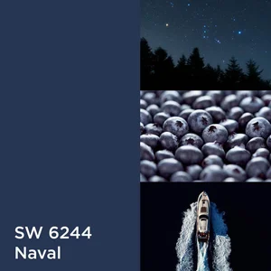 SW 6244 Naval Color-Up paint finish swatch for Designer Series cabinets